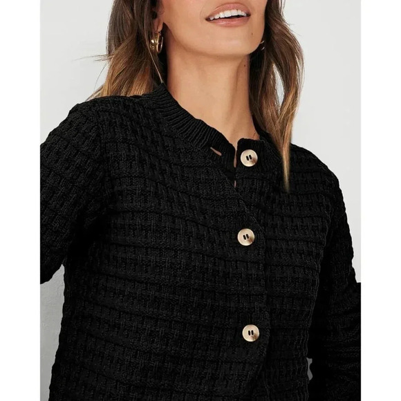 ❤️Women's Black Spring Cardigan Sweaters Casual Long Sleeve  Trendy Outerwear - Picture 5 of 7